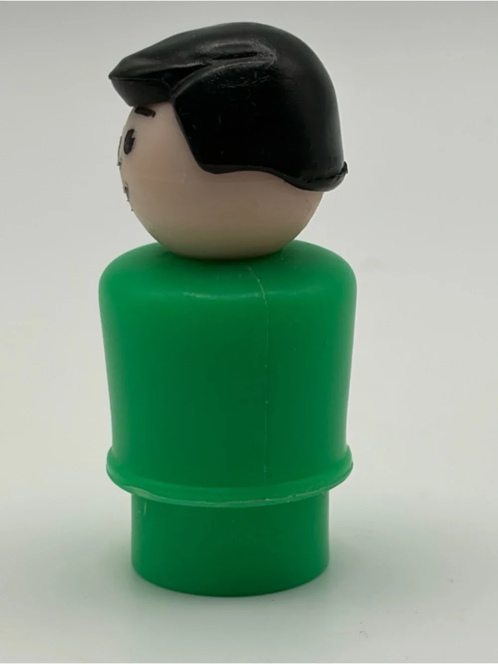 Vintage Fisher Price Little People Green Man / Dad with Black Hair Classic Toy
